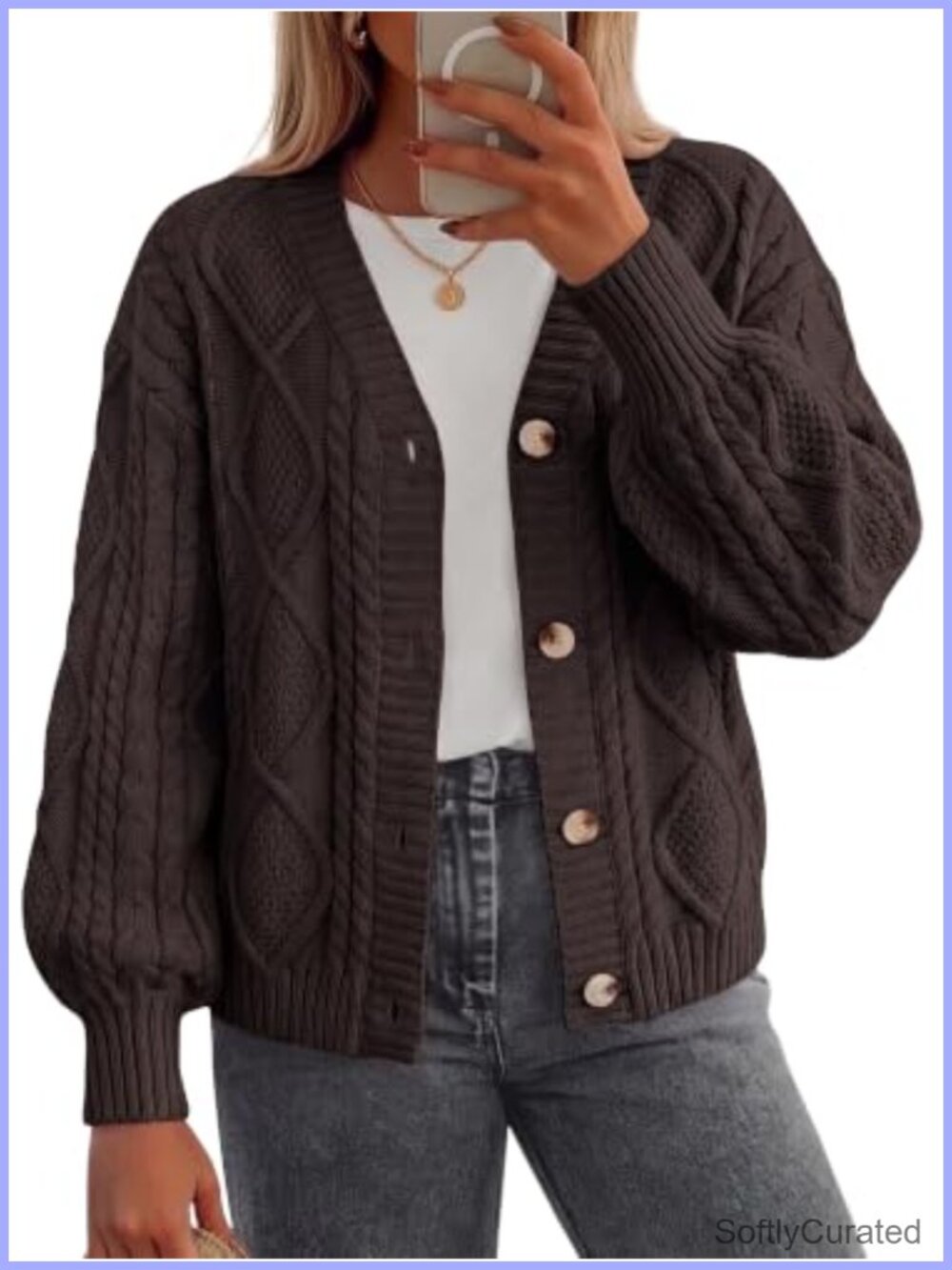 Chunky Cable Knit Open Front Cardigan Sweater Long Sleeve Fall Layering